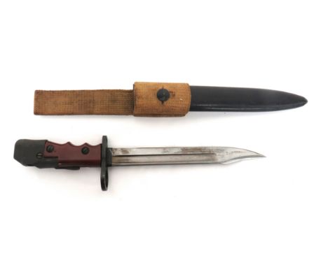 British No 7 Jungle Carbine/Sten Bayonet 8 inch, single edged, clipped point blade with fuller. &nbsp;The forte with maker co