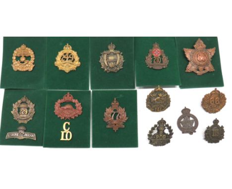 15 x Canadian CEF Cap Badges And Titles cap include darkened KC 209 Battalion ... Darkened KC 119 Battalion ... Darkened KC 1