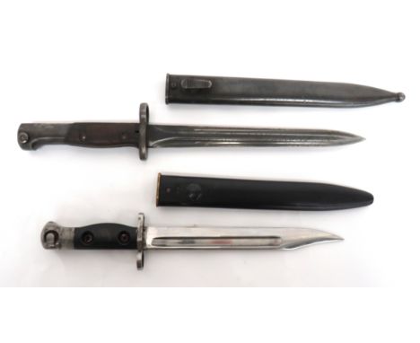 British LIA3 Bayonet And A Belgian FN 1949 SLR Bayonet LIA3 with 8 inch, clipped point blade with fuller. &nbsp;Steel muzzle 