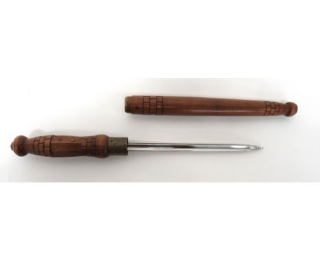 Unusual Early 20th Century Cruciform Blade Knife 5 3/4 inch, cruciform blade. &nbsp;Brass ferrule. &nbsp;Carved brickwork des