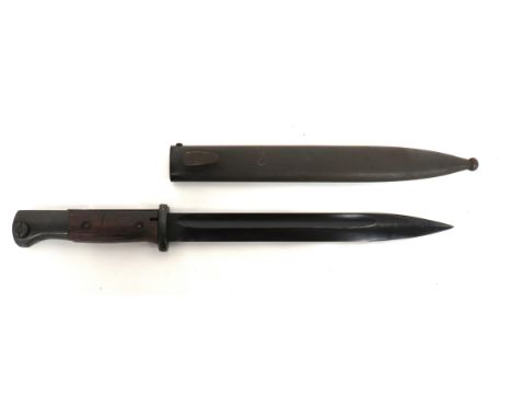 WW2 German K98 Mauser Bayonet 10 inch, single edged, blackened blade with fuller. &nbsp;Forte with faint maker's stamp. &nbsp