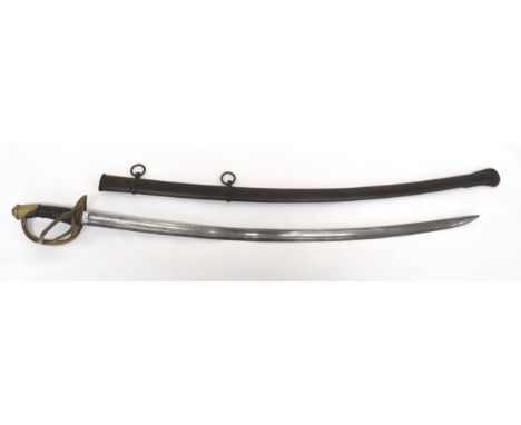 Continental 1822 Pattern Light Cavalry Sword 35 1/2 inch, single edged, slightly curved blade. &nbsp;Large fuller with short 