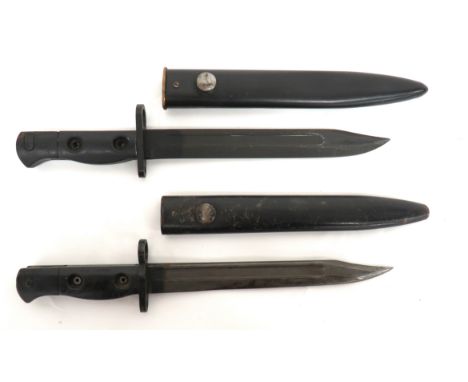 British LIA3 Bayonet And LIA4 Bayonet LIA3 example- 8 inch, single edged, clipped point blade with fuller. &nbsp;Forte marked