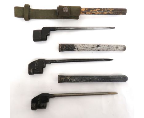 Two British No 4 MK3 Spike Bayonets 7 1/2 inch, spike blade. &nbsp;Welded steel tops. &nbsp;Both contained in their No 4 MK2 