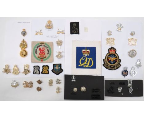 44 x Post 1970 Badges Including Anodised including gilt, QC Queens Division Band flaming grenade ... Gilt and painted, QC Que