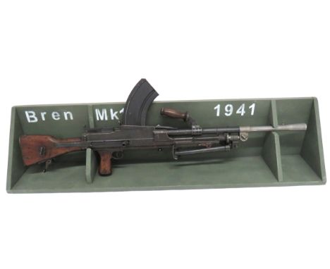 Deactivated MK1* Bren Light Machine Gun .303, 25 inch barrel with front flash hider and side mounted sight. &nbsp;Top, wooden