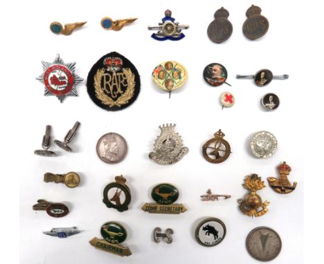 Small Selection Of Lapel Badges And Brooches including gilt and enamel, KC British Empire Service League South Africa ... Sil
