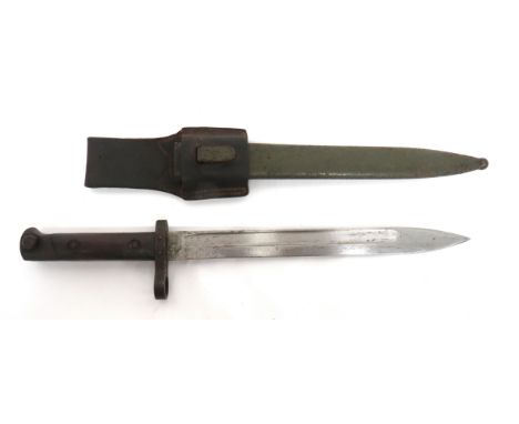 Austrian M1895 Mannlicher Bayonet 9 3/4 inch, reverse edge blade with large fuller. &nbsp;Forte with maker "FG.GY". &nbsp;Ste
