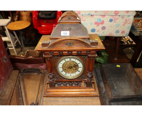 An oak cased two hole bracket clock AF