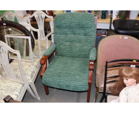 A button back upholstered armchair