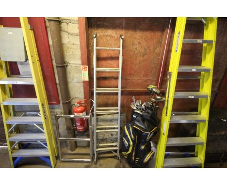 An aluminium combination ladder and a builders hop up platform