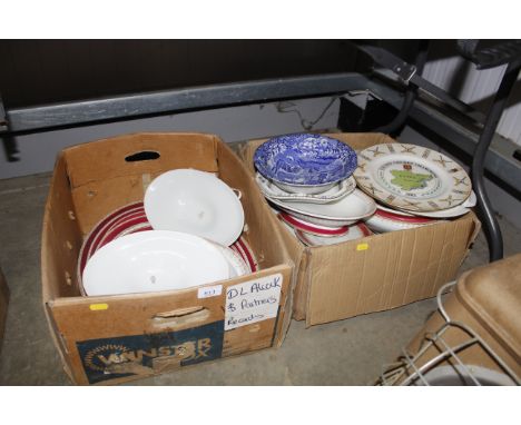 Two boxes of various patterned dinnerware to include Royal Worcester