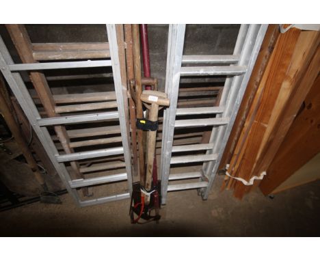 A quantity of wooden handled gardening tools to include digging fork; spade etc
