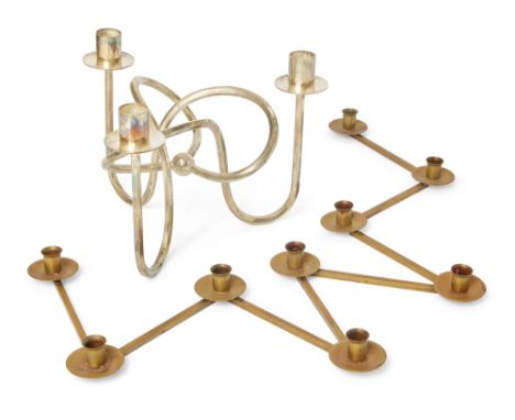 Josef Frank (1885-1967) for Svenskt Tenn Three light candlestick, circa 1950, together with a Swedish articulated nine light 
