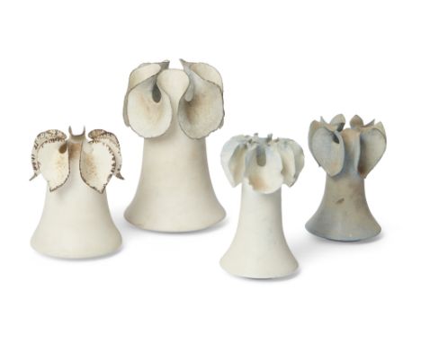 The Studio Works of Deirdre Burnett (1939-2022) Studio Pottery and Contemporary Ceramics Four ruffle vases of tapered form; t