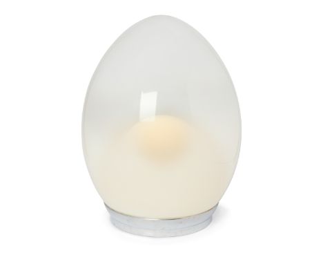 Reggiani ‘Egg’ lamp, circa 1960 Chromed metal, glass 44cm high, 35cm wide It is the buyer's responsibility to ensure that ele