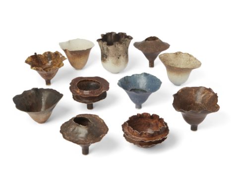 The Studio Works of Deirdre Burnett (1939-2022) Studio Pottery and Contemporary Ceramics Six small bowls of organic form with