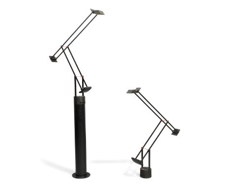 Richard Sapper (1932-2015) for Artemide 'Tizio' floor lamp, together with matching desk lamp, circa 1972 Lacquered metal, pla