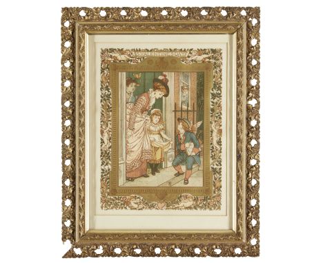Walter Crane (1845-1915) 'The Auxiliary Postman', a Valentine's Day scene, 1874 Block printed in colours on paper Artist's ma
