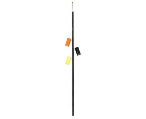 Continental School Three light tension pole lamp, circa 1960 Chromed and lacquered metal 256cm high (height adjustable) It is