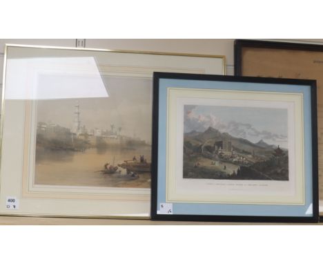 Haghe after David Roberts, original coloured lithograph, A View on The Nile, Ferry to Gizeh, published 1849, 14.5 x 20in. and