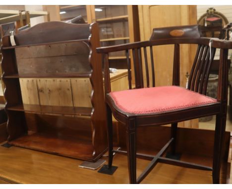 A Victorian mahogany four tier wall bracket and an Edwardian corner chair Bracket W.73cm