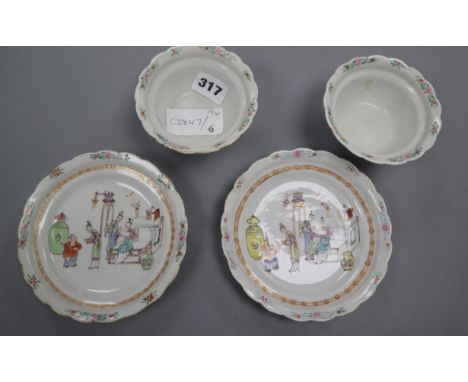 A pair of late 18th century Chinese cups and saucers