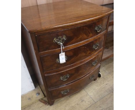 A George III design mahogany bow fronted chest of four long graduated drawers, on bracket feet W.58cm