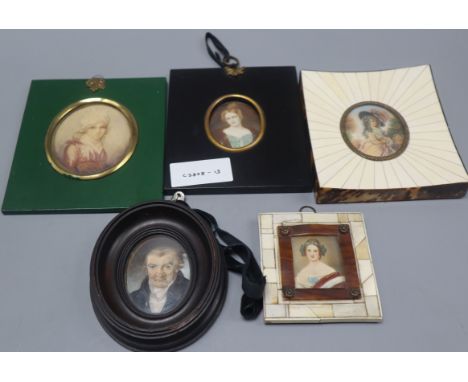 Five portrait miniatures
