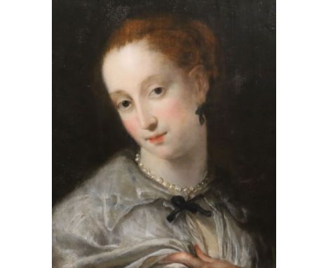 18th century Continental School,oil on panelhead and shoulder portrait of Cornelie Parker40 x 35cm