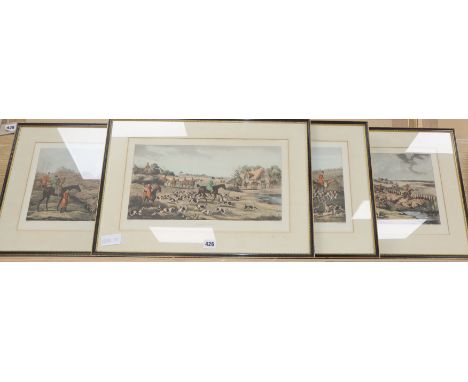 Sutherland after Alken, set of four colour prints, Hunting scenes, 20 x 40cm