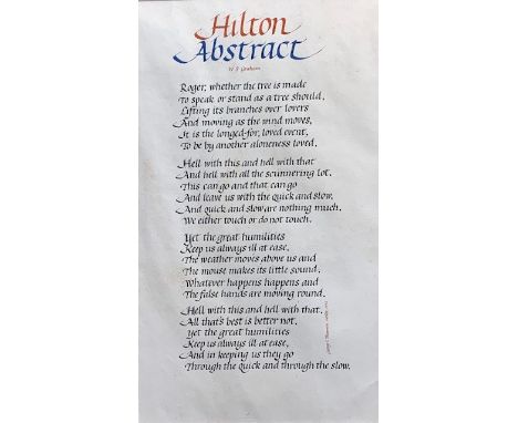 W S GRAHAMHilton AbstractA poem to Roger HiltonSigned George L Thomson, scribe 197542 x 25cmThis very personal collection of 