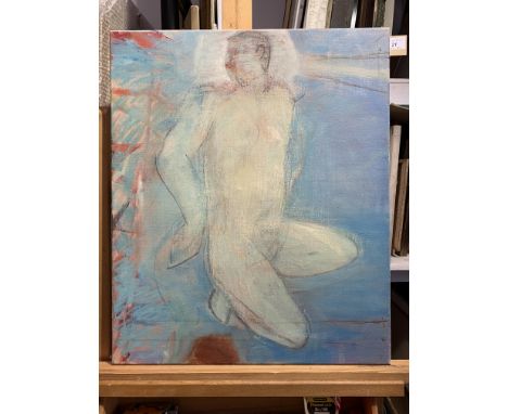 Rose HILTON (1931-2019) Kneeling NudeOil and mixed media on canvas Studio seal to the back 61 x 51cmThis very personal collec