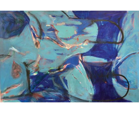 Rose HILTON (1931-2019) Untitled, blueOil on canvasStudio seal to the back 183 x 122cm(See illustration)This very personal co