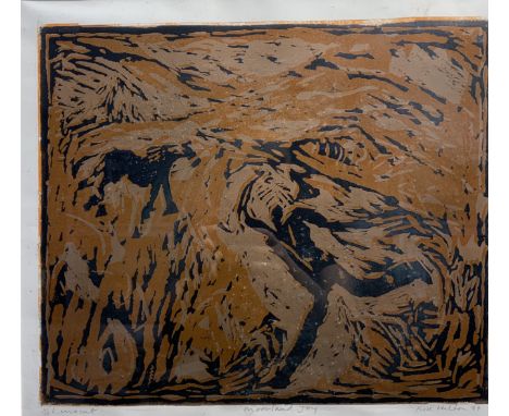 Rose HILTON (1931-2019) Moorland JoyLinocutSigned, inscribed and dated '94 Numbered 1/10Studio seal to the back 32.5 x 38.5cm