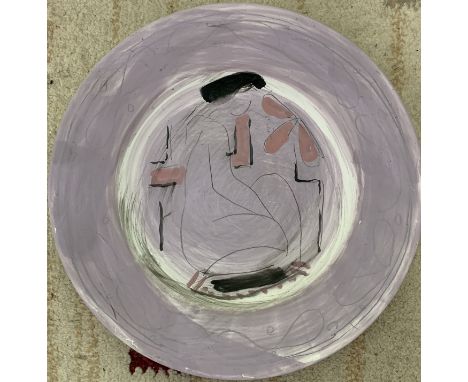Rose HILTON (1931-2019) A painted plate  Studio seal to the back Diameter 29cmThis very personal collection of pictures from 