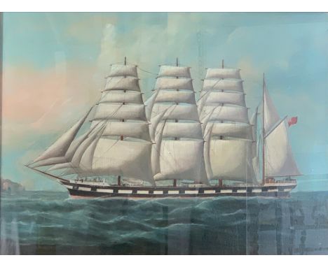 CHINESE SCHOOL Portrait of the Steel 4 Masted Barque Marion Lightbody Oil on canvas, ligned 44 x 59cm (See illustration)
