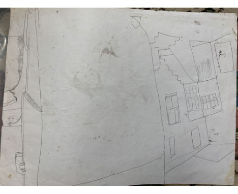 Attributed to Bryan INGHAM (1936-1997)St Ives Cottages Pencil Together with a lithograph in the style of Reg Watkiss and two 