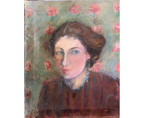 Rose HILTON (1931-2019) PortraitOil on canvas Signed Rose Phipps and inscribed to the backStudio seal to the back 38 x 33.5cm