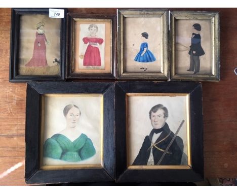 Naive MiniaturesA group of three studies of children, a needlework miniature portrait and a pair of portrait miniatures (6)