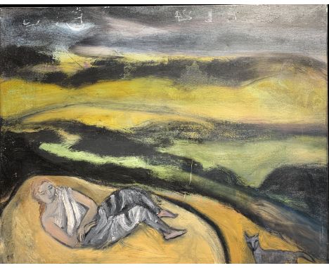 Elizabeth HUNTER (1935)Fox and sleeping figure Oil on canvas Initialled 61 x 76cmThis very personal collection of pictures fr