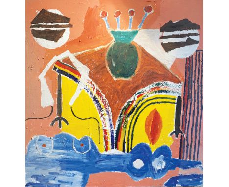 Fergus HILTON (1966)Untitled Oil on canvas 122 x 122cmThis very personal collection of pictures from the painter Rose Hilton'