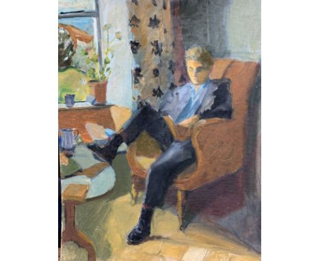 Rose HILTON (1931-2019) Fergus ReadingOil on boardStudio seal to the back 45.5 x 35.5cmThis very personal collection of pictu