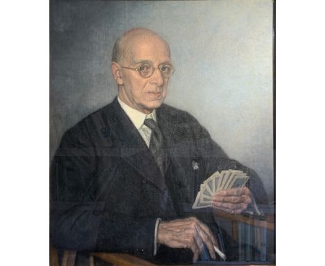 Harold KNIGHT (1874-1961)"The Card Player"A portrait of Gustave SchwabeOil on canvasSigned, inscribed to the back75 x 62cmImp