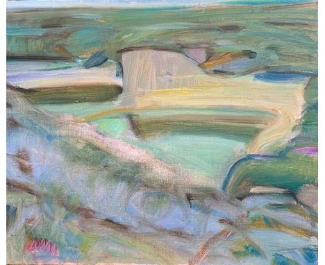 Rose HILTON (1931-2019) Clay Pits, St Just Oil on canvas  Signed and inscribed to the backStudio seal to the back 50.5 x 61cm