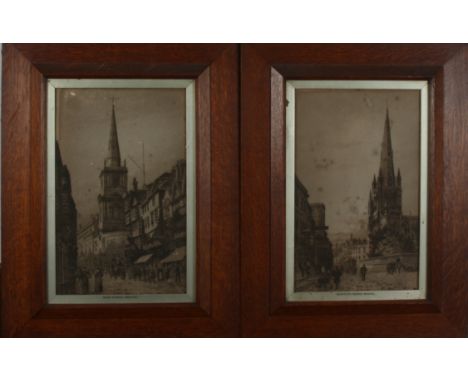 A pair of Bristol etchingsand an oil portrait by G. Margaret BARNETTplus a framed and glazed watercolour of a landscape by PA