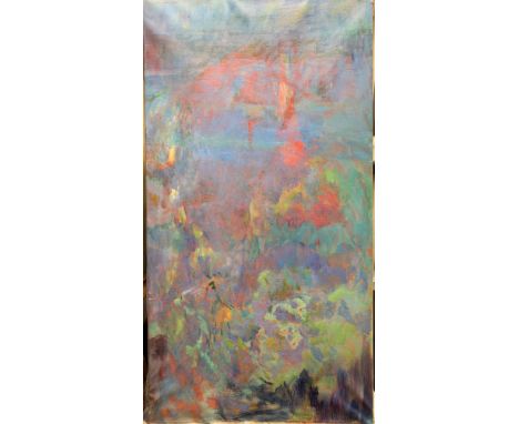 Rose HILTON (1931-2019) Untitled, a summer painting Oil on canvas Signed to the stretcherStudio seal to the back 120 x 65cmTh