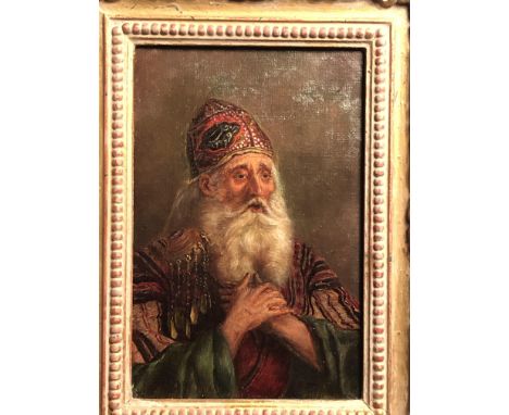 Portrait of a Jewish Priest Oil on canvas Indistinctly monogrammed JM?23 x 15.5cm