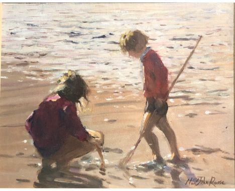 Nicholas St. John ROSSE (1945)Childen Playing on a Beach Oil on canvas boardSigned 21 x 25cm(See illustration)