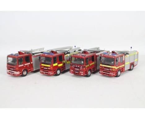 Fire Brigade Models - RSH - 4 x Dennis Sabre Fire Engines in white metal and resin in 1:50 scale, they have been on display s